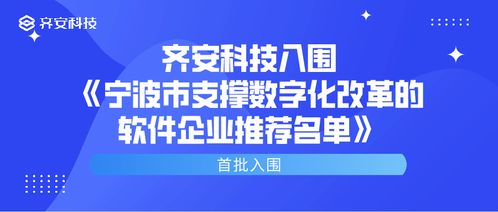 共建数字宁波 齐安科技首批入围 宁波市支撑数字化改革的软件企业推荐名单